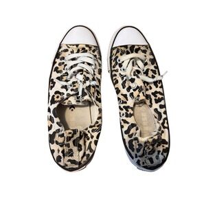 Converse Shoreline Sneakers Womens 9 Tan Leopard Print Slip On Low Top 567022F